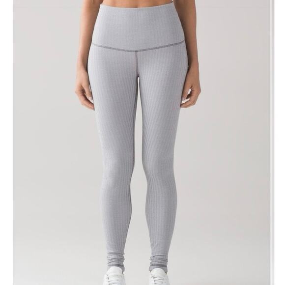 Lululemon Wunder Under Pant High-Rise Heathered Herringbone White Slate Size 6 - Picture 1 of 8